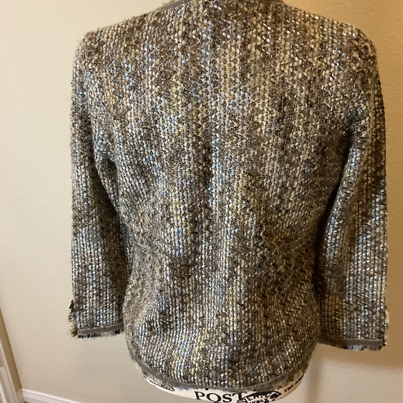 Sigrid Olsen Womens Brown Blue Chevron Long Sleeve Open Front Jacket Size Small - Picture 4 of 9